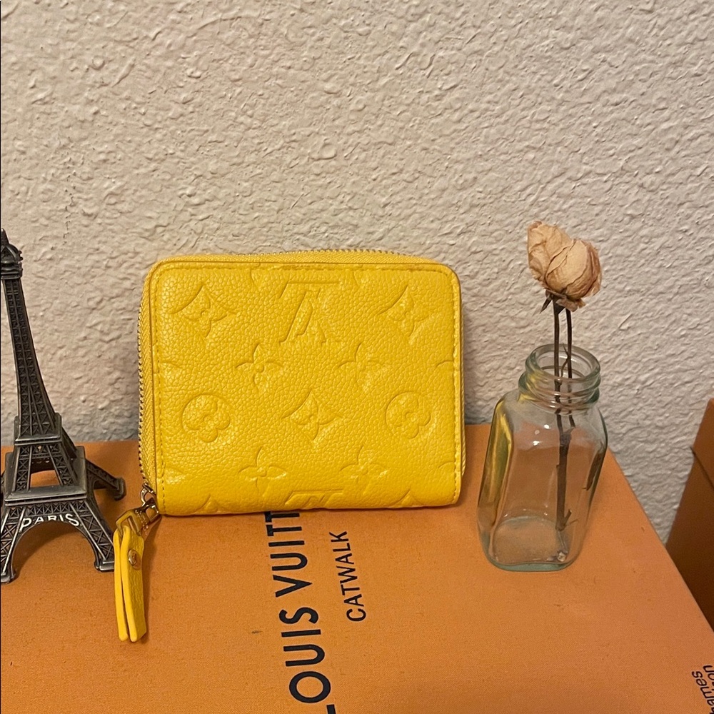 Fashion Yellow Monogram Zip Around Wallet with Wristlet. Closet clear out.